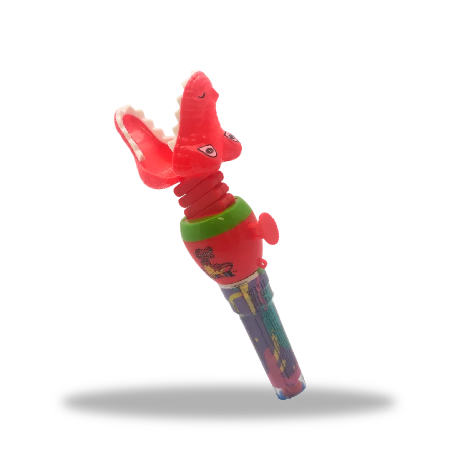 Juguete Clamp Dinosaur Tipo Rojo con dulces