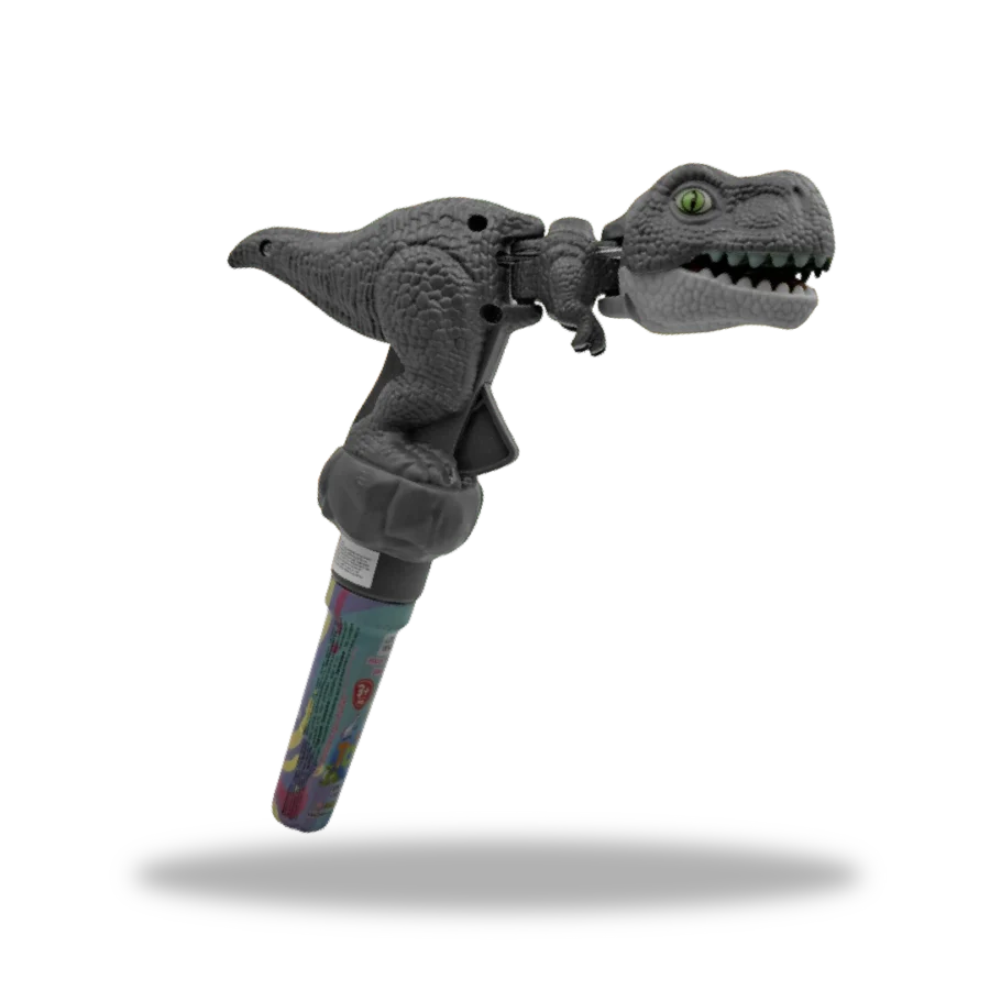 Juguete Press Dinosaur Tipo Gris con dulces