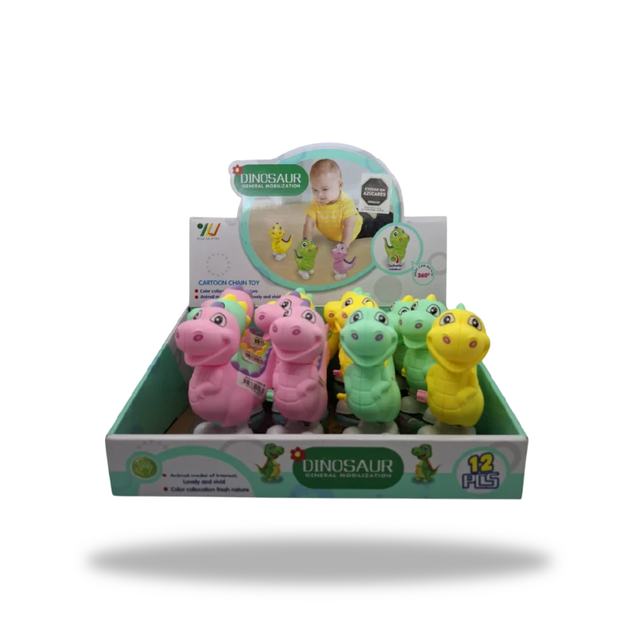Display completo de 12 figuras Wind Up Dinosaur con dulces