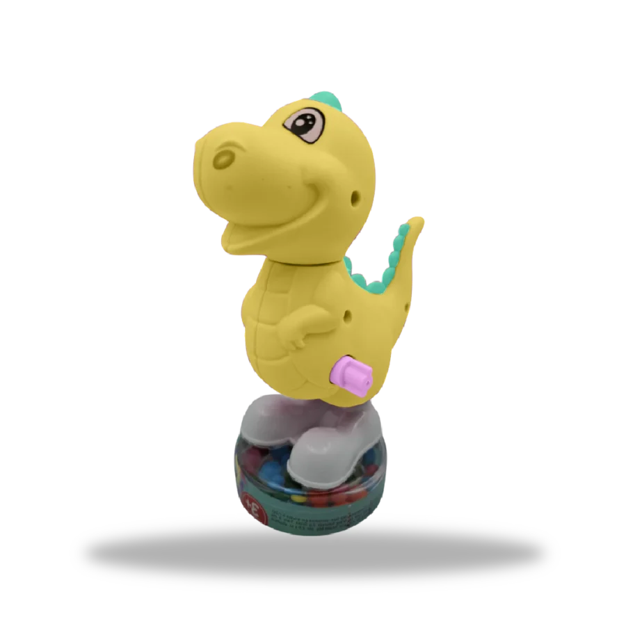 Juguete Wind Up Dinosaur Tipo Amarillo con dulces