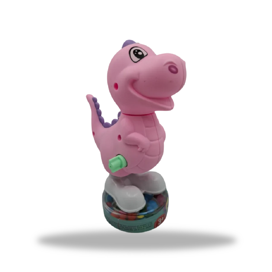 Juguete Wind Up Dinosaur Tipo Rosa con dulces