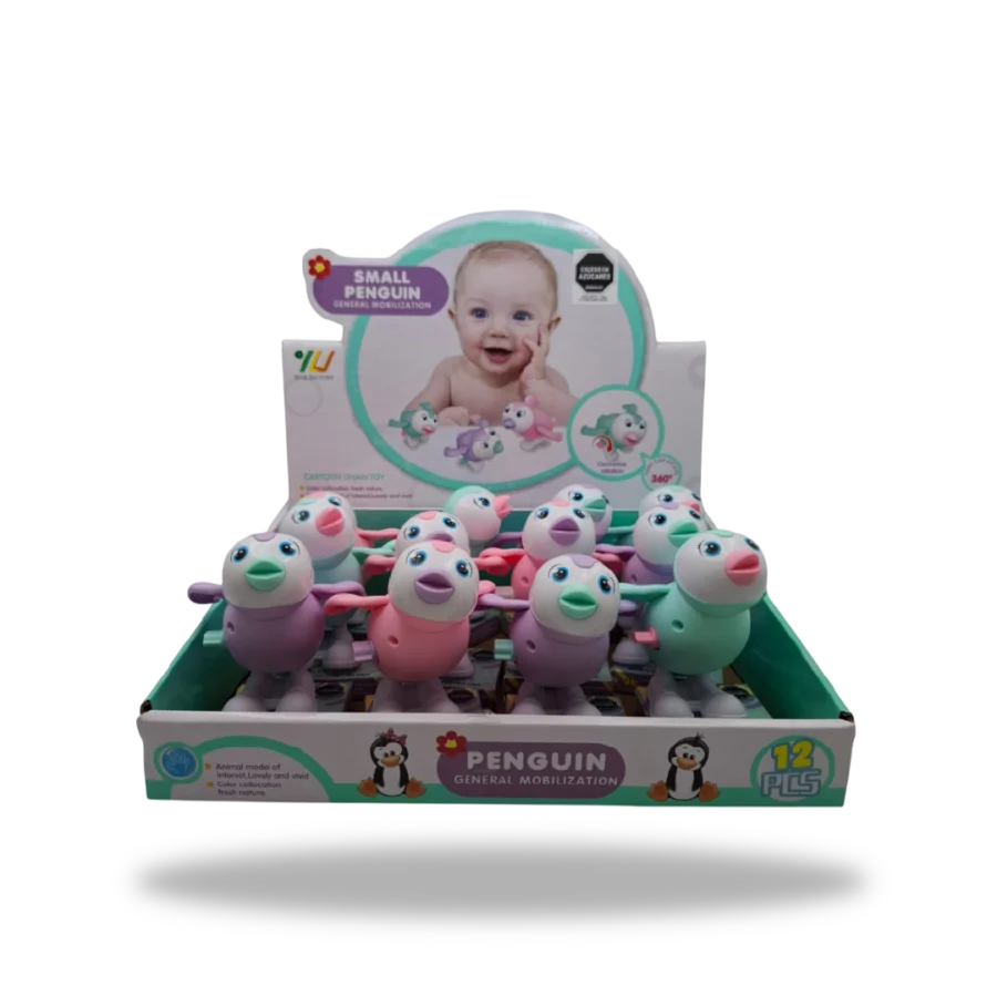 Display completo de 12 figuras Wind Up Penguin con dulces